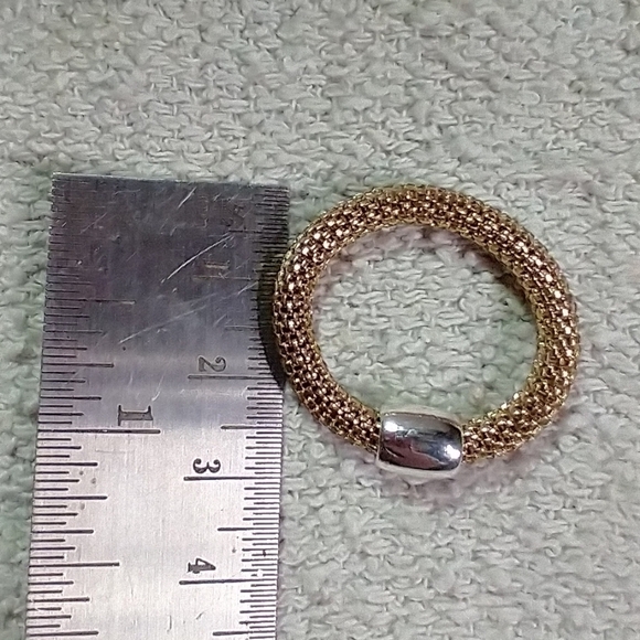 Two tone silvertone goldtone mesh ring - Picture 5 of 5